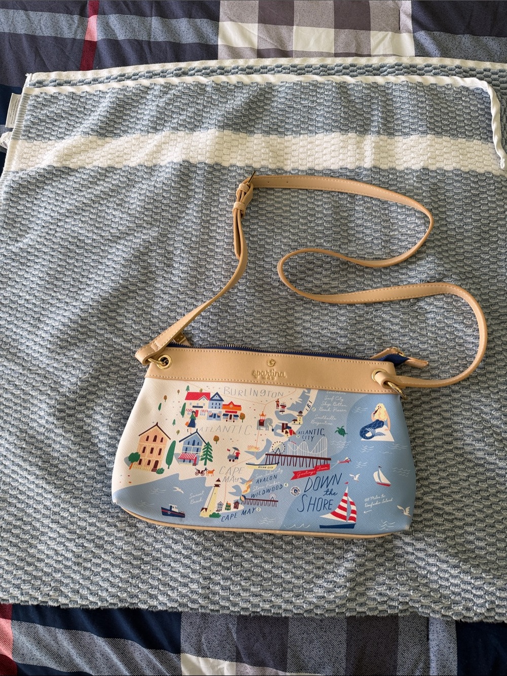 Spartina 449 Blue, Cream and Tan 'Down the Shore' Crossbody